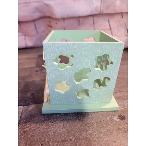 Wooden Green rabbit easter bunny tea light‎ box Decor spring - Picture 3 of 7